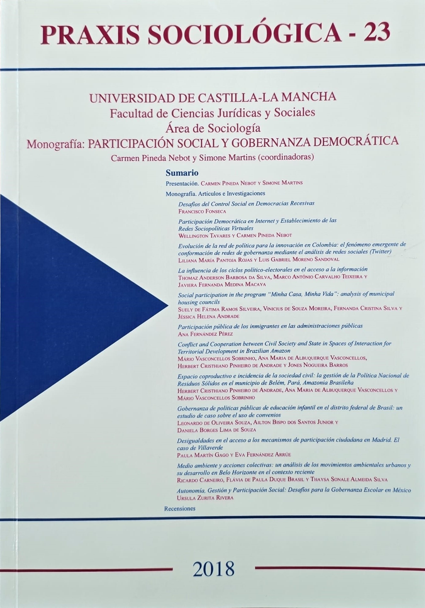 Portada del número 23 correspondiente al año 2018 de la Revista Praxis Sociológica